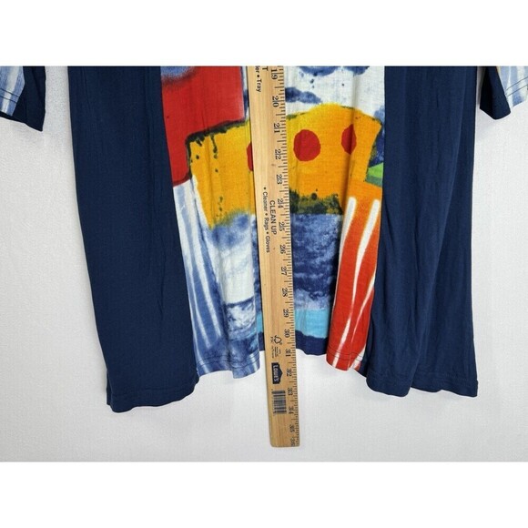 Parsley & Sage Abstract Sea Tunic Top Womens Large Blue Keyhole Back Long Sleeve - Picture 6 of 8